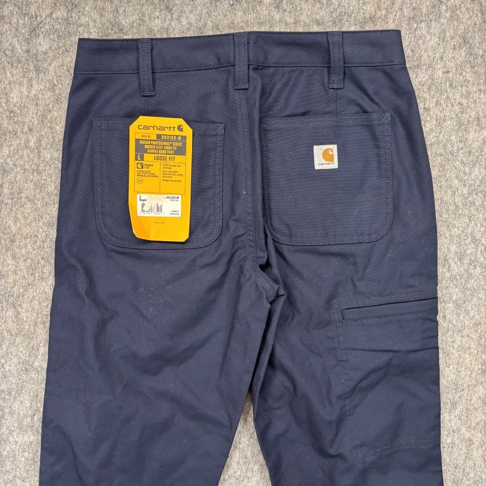 Carhartt Rugged Professional Flex Loose Fit Canvas Work Pants Women's 2 Blue New - Picture 3 of 14